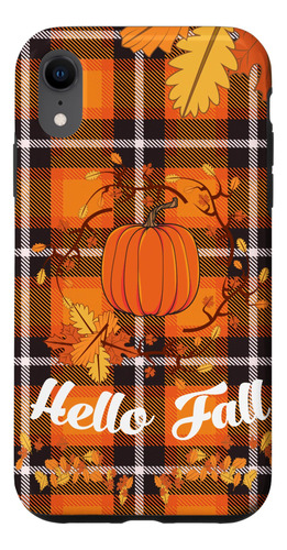 iPhone XR Fall Deja Halloween Pumpkin Negro Y Orange Plaid C