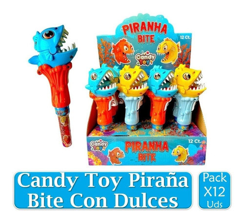 Candy Toy Piraña Bite Con Dulces Display X 12 Unidades