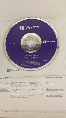 Microsoft Windows 10 Pro Oem 64bits 1pk Dvd