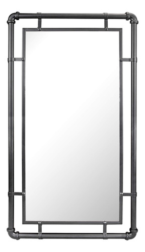 Espejo De Pared Rectangular Industrial Negro 74 X 42 Cm Con
