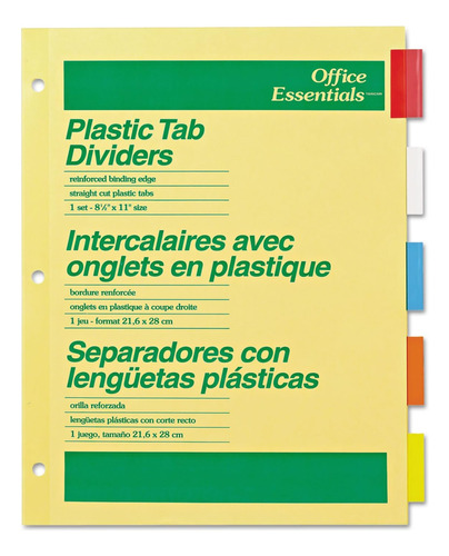 Divisores Insertables De Plástico Office Essentials, 5 Pesta