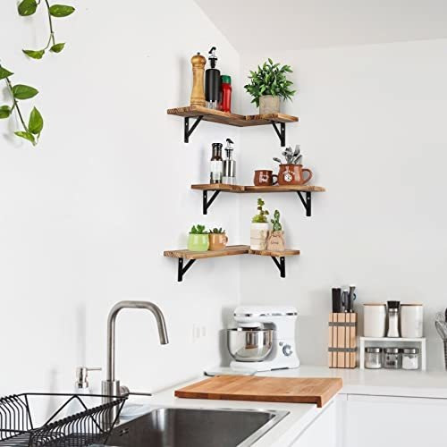 Imagen 7 de 9 de Juego Estantes Flotantes Esquineros Para Pared