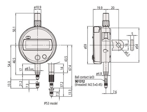 Reloj Comparador Digital Mm./puLG. (543-782-10), Mitutoyo