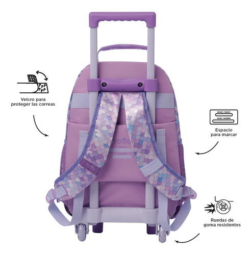 Mochila Escolar Con Ruedas Niña Sireny Mediana Totto