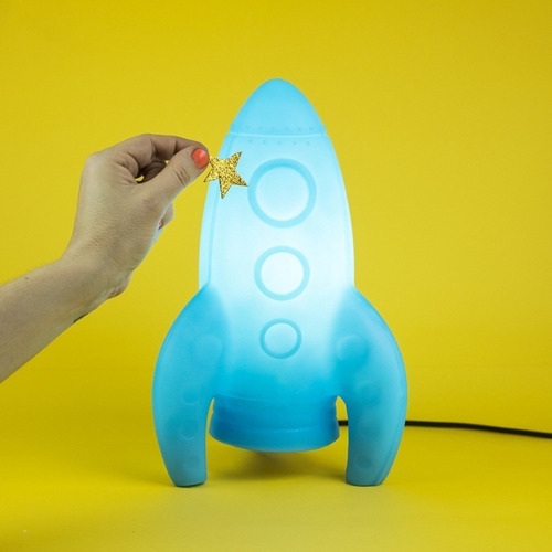 Blue Rocket Lamp Lámpara de mesa Space Rocket para dormitorio