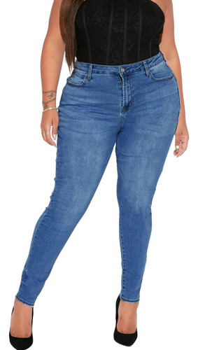 Calça Jeans Feminina Plus Size Empina Bumbum C/ Bojo Lycra