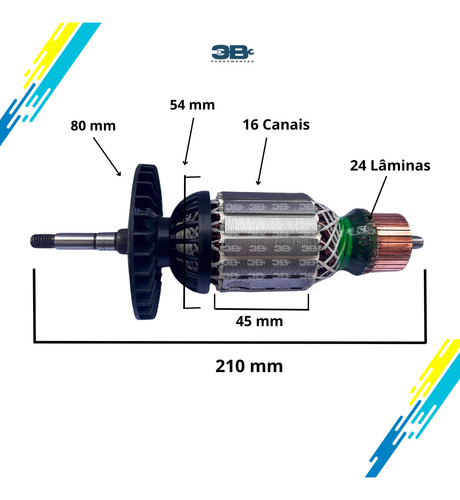 Induzido Rotor Lixadeira 220v Dwe490 D28490