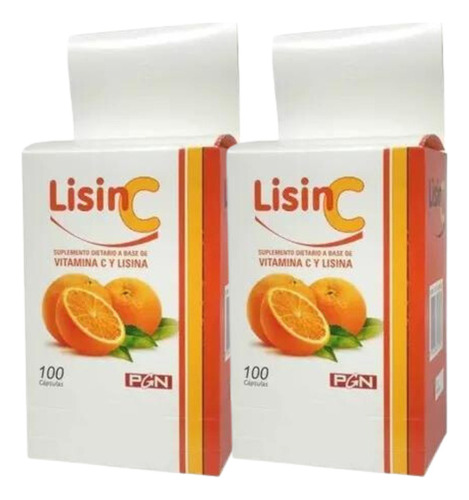 Lisin C Pgn X 100 Capsulas Vitamina C Y Lisina - Pack X2