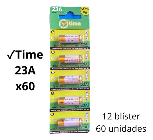 Pila A23 Batería 23a Marca Time Caja X60 Unidades 12v