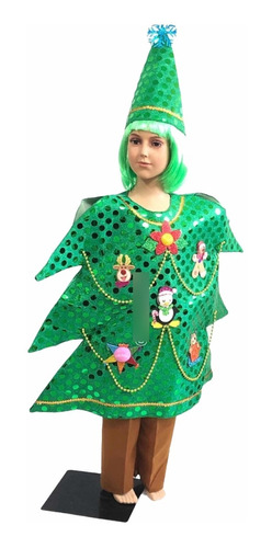 Disfraz Tipo Arbol De Navidad Niños Con Gorro,pino,pantalon