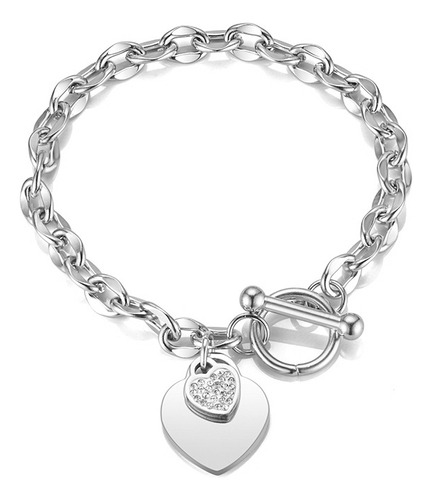 Brazalete De Titanio Con Cierre Heart Ot Y Detalles De Alta