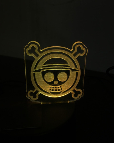 Lámpara Led Logo Piratas One Piece Anime Base Táctil Rgb