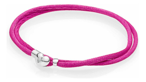 Pulsera De Cordón Fucsia Y Broche Plata 925