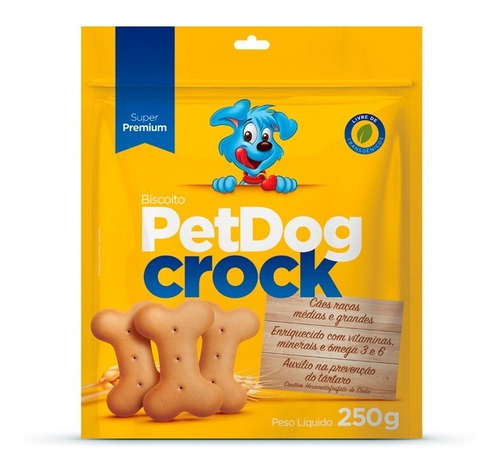 Biscoito Para Cães Petdog Crock Sabores 250g Sabor Tradicional