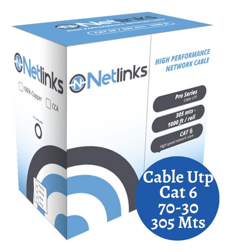 Bobina Cable Utp Cat6 305 Mts Rj45 Cctv Redes Certificado