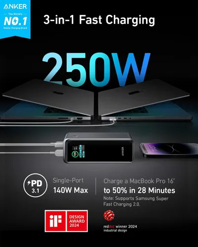 Anker Prime Power Bank　27650mAh Anker Prime Power Bank 27650mah 250w Portable Charger Black