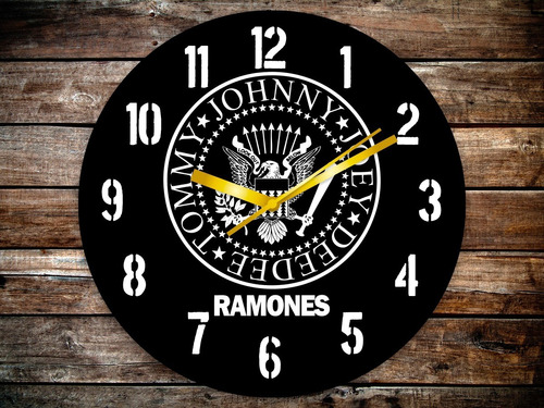 Reloj De Pared De Ramones Escudo Negro Logo