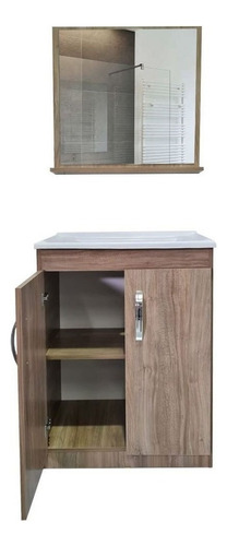 Mueble para baño Delta Piria de 60cm de ancho, 82cm de alto y 38cm de profundidad, con bacha color blanco y mueble cartagena