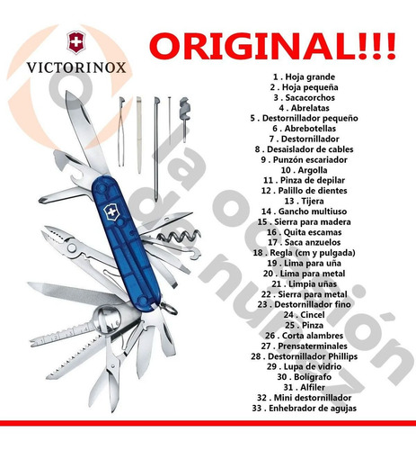 Imagen 3 de 7 de Victorinox Cortaplumas Swiss Champ Suiza 33 Usos Navaja