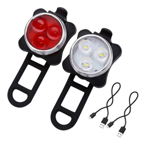 Set Luces De Bicicleta Usb 3 Led Trasera/ Delantera 250lm