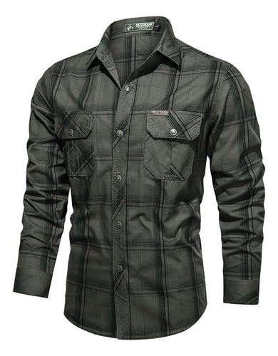 Sobrecamisa Casual Para Hombre, Camisas De Algodón A Cuadros