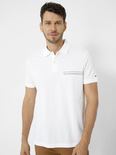 Polo Con Logo Monotipo Blanco Tommy Hilfiger