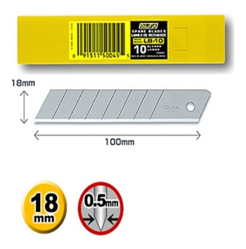 Repuesto Navaja Olfa Lb-10 Caja 6 Tubos C/10 Navajas Cu