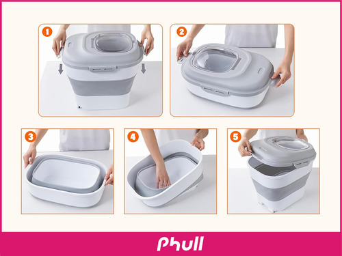 Contenedor Plegable De Alimento Comida Para Mascotas Ruedas Con Manija Ideal Mascotas Medianas Y Pequeñas Blanco Con Gris