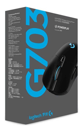 Mouse Gamer G703 Lightspeed Inalámbrico Logitech G Negro