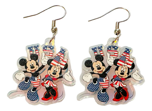 Aretes De Mickey Y Minnie Iridiscentes Del Día De Inde...