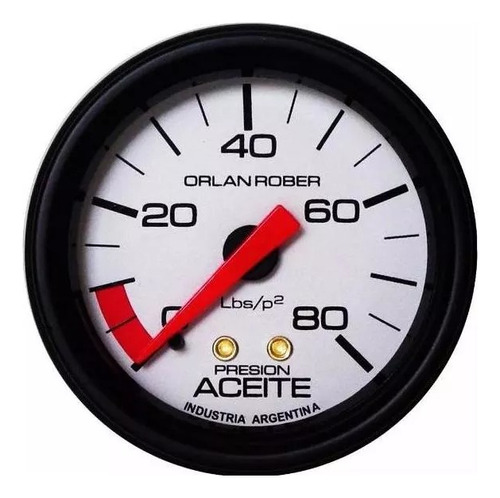 Reloj Presion Aceite F. Blanco - 80 Lbs/p2 - Diametro 52mm