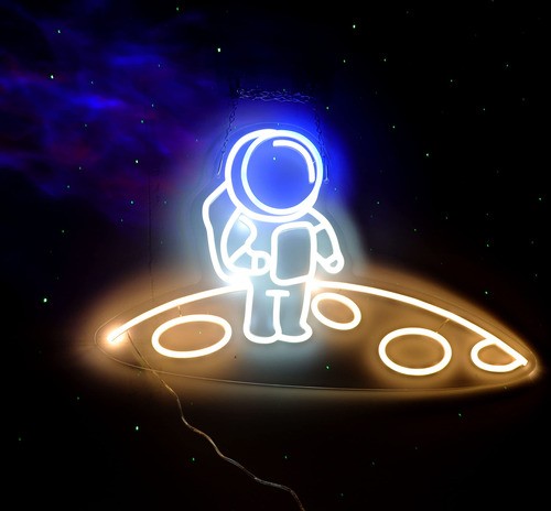 Vinray Letrero Neon Astronauta Led Pie Planeta Luz Para Sala