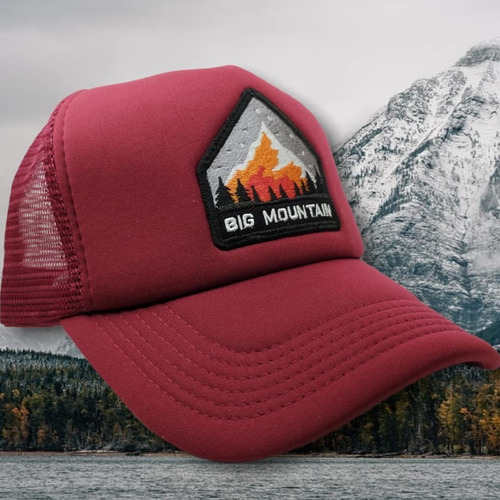 Imagen 7 de 7 de Gorra Trucker Big Mountain Bordo Parche Bordado Ear Outdoor