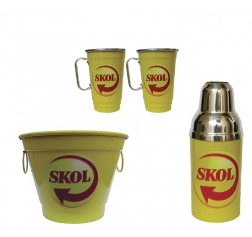 Kit Skol Balde De Gelo 2 Canecas E Porta Garrafa 600 Mls