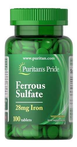 Puritans Pride - Hierro (sulfato Ferroso) 28 Mg 100 Tabletas