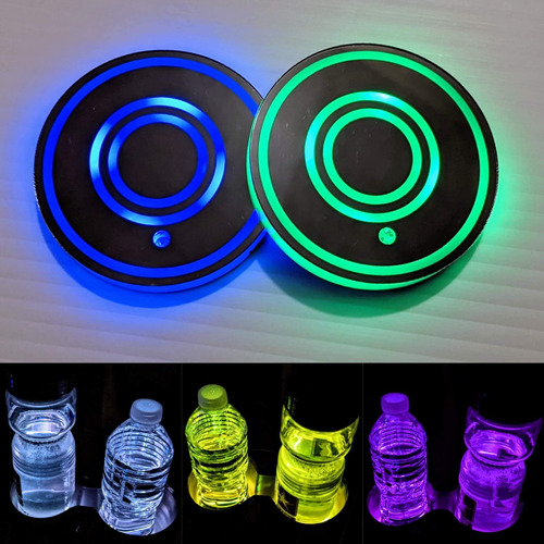 2 Luces Led Para Portavasos, 7 Colores Que Cambian De Portav