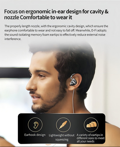 Fone De Ouvido Kz D-fi In-ear Dinâmico Standard Sem Mic Preto