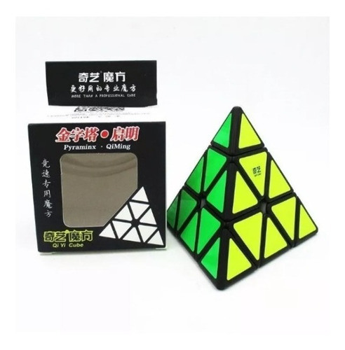 Cubo Rubik Qiyi Qiming Pyraminx 3x3 Piramide Fondo Negro