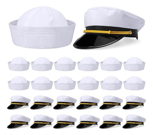24 Sombreros Capitan Marinero 12 Piezas Ajustables Para Adul