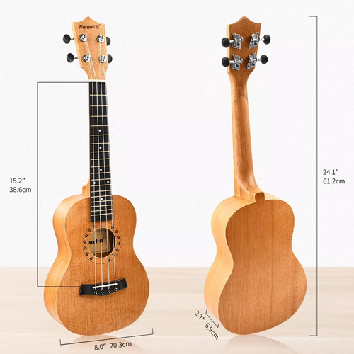 Kit WeluvFit Q349 De Soprano Concierto Acustico 23in Universal Ukelele Pro Y Con Bolsa Correa Cuerda De Nylon Afinador Púas Paño 15 Accesorio