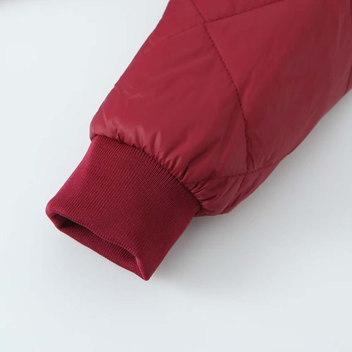 Abrigo De Algodón De Longitud Media Con Capucha A Cuadros Geométricos Para Mujer