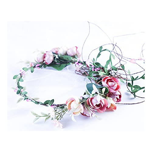 Diadema Con Corona De Flores Ajustable Hecha A Mano Vivimia