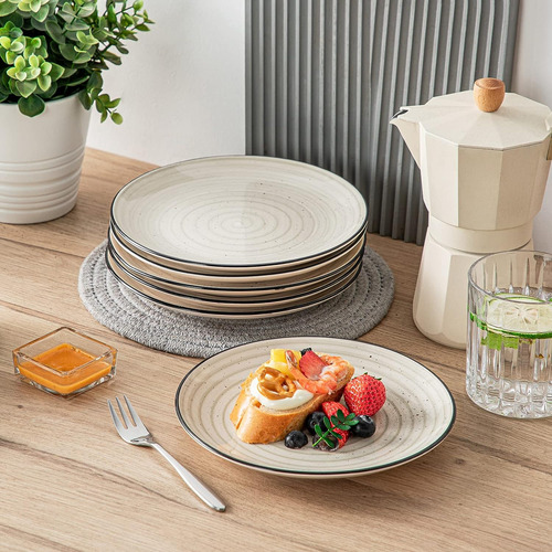 Platos Set Aperitivo 19 Cms 6 Pcs Cerámica Redonda