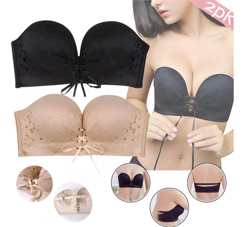 2pcs Brasier Push Up Strapless Sin Tirantes Invisible Bra