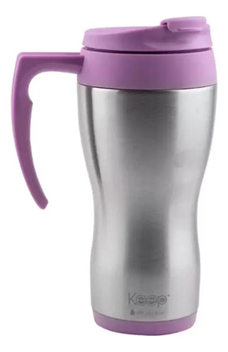 Taza Mug Térmica Con Asa Keep 470ml Fucsia Febo