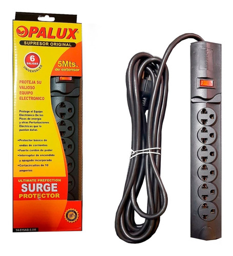 Supresor De Picos 6 Tomas Opalux 5 Mts 16awg 