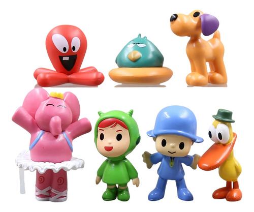 7 Unidades/conjunto Kawaii Pocoyo Animal Toy Bird Duck Eleph