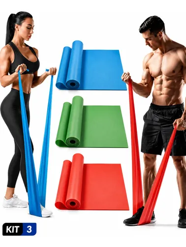 Delomero Faixa Elástica Kit 3 Thera Band Exercicios Fisioterapia Sort