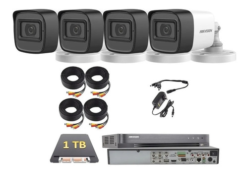 Kit Video Vigilancia 4 Cámaras 5 Mp Microfono 1 Tb