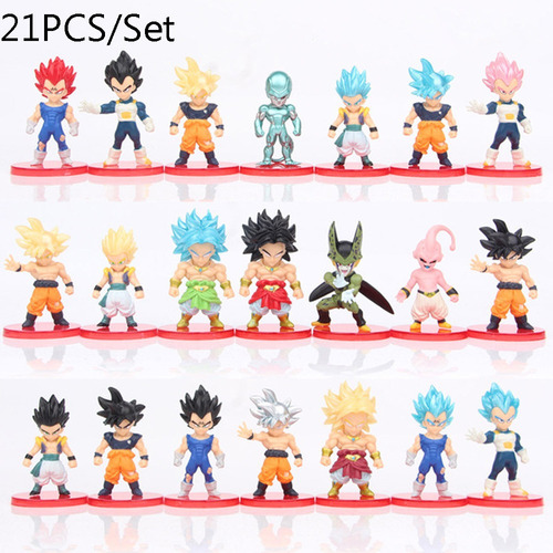 21 Piezas Dragon Ball Z Anime Super Saiyan Mini Modelo De Ju